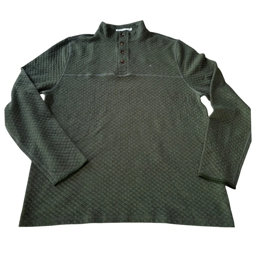 Criquet Mens Green Quilted‎ Pullover Sweatshirt Diamond Knit Mock Neck XXL